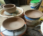 lutz pottery bowls on the wheel